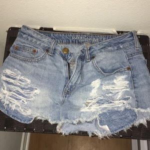 American Eagle High Rise Festival Ripped Shorts